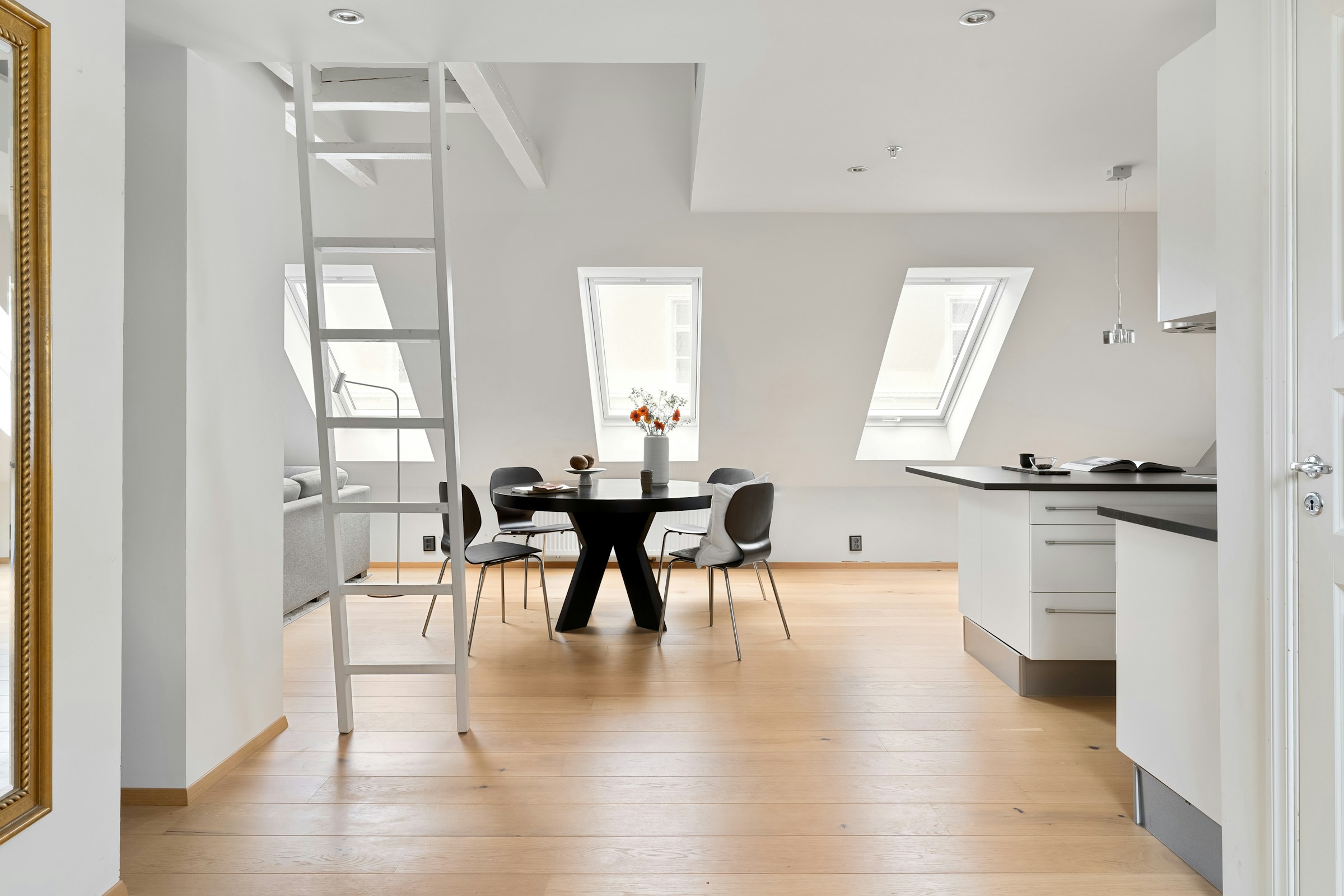 Modern office space rental setup with a desk, chair, and minimalist interior design.